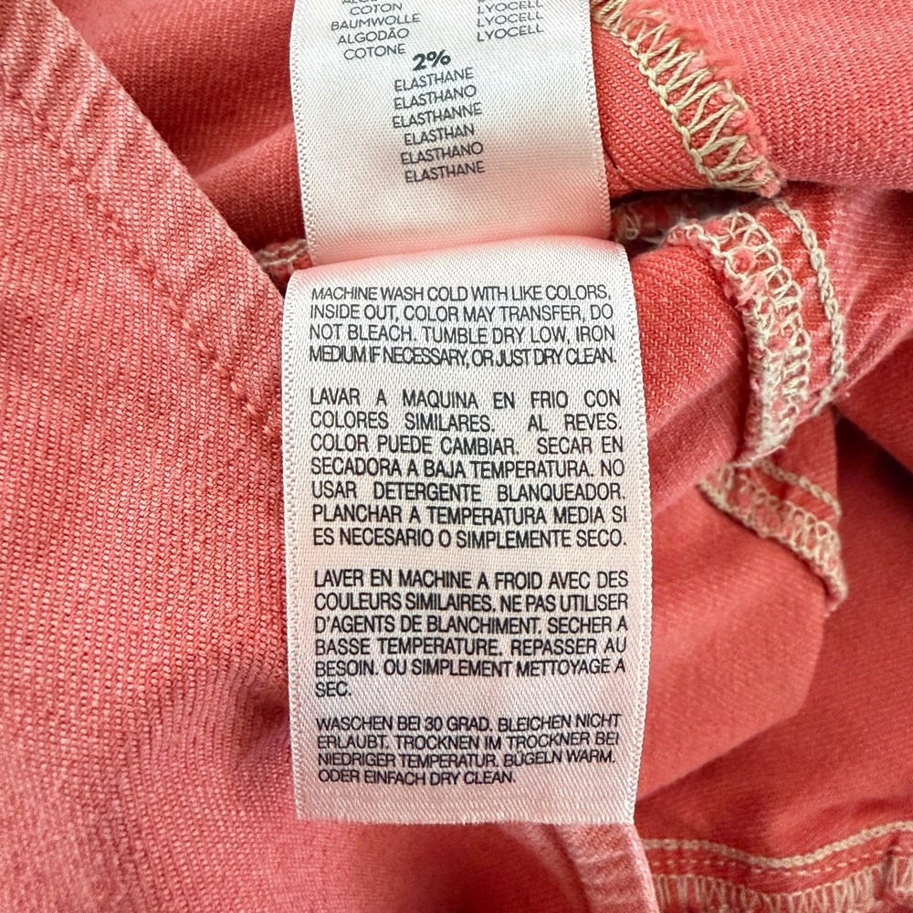 Mother The Ruffle Mini Skirt Size 27 (4) Hot Coral Denim Boho Coastal Cowgirl - Picture 7 of 13